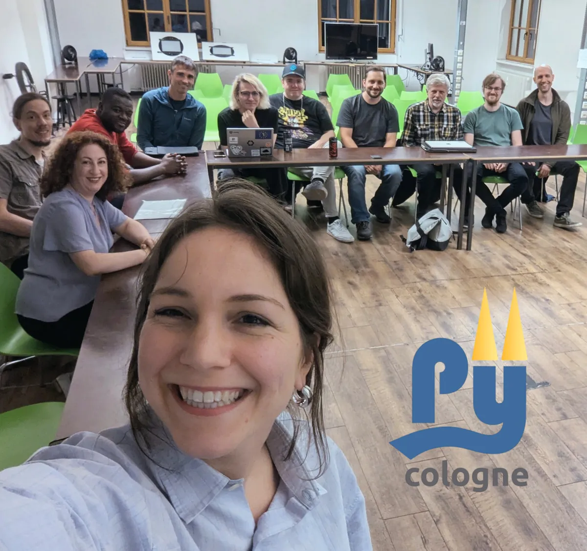 Gruppenfoto vom Treffen im Cologne Game Lab, aufgenommen als Selfie von Pauline